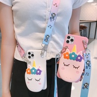 vivo 1609 1606 1611 1610 1601 1603 1716 1723 1718 1726 1713 1714 Cartoon Unicorn Silicone wallet mobile phone case Fashion Backpack Mobile phone protective case Creative lanyard strap fall proof mobile phone case