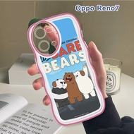 (Wave Case) For OPPO Reno7 Reno7 Z 5G Reno 6 5 4 3 2Z 2F Casing Cartoon (Bears) Shockproof Phone Softcase Full Cover Camera Protection Cases