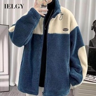 IELGY ขนแกะ Sherpa สำหรับผู้ชายแจ็คเก็ตหนาแฟชั่นบุอบอุ่นลำลอง