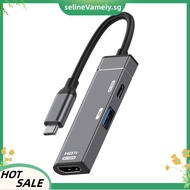 Type-C HUB Docking Station 4K/120Hz -Compatible Converter Type-C to HDTV USB-A PD100W Power Delivery