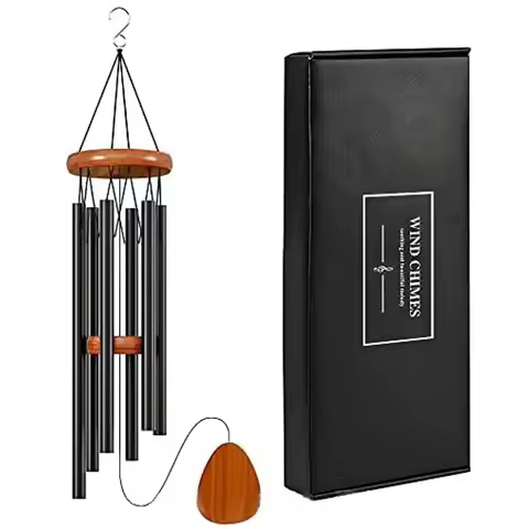 1pc 6 Tubes Aluminum Alloy Wind Chimes with Hook Black Bells for Outside Home Wedding Party Memorial