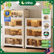 INHO L57-85cm (3-5 Layers) Push-In-Door Storage Cabinet Foldable Kitchen Storage With Roller