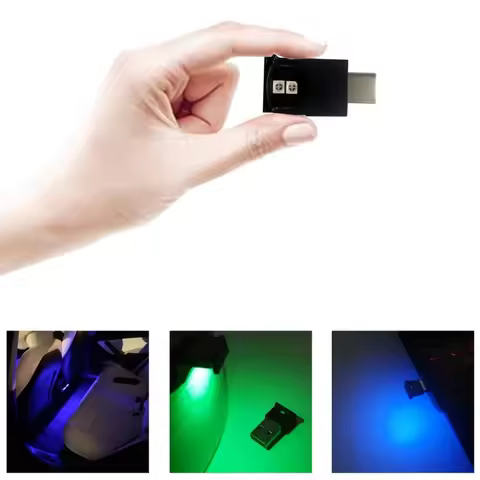 Mini USB-C LED RGB Light Brightness Adjustable 8 Color Changeable for Car, Laptops, Keyboard Atmosph