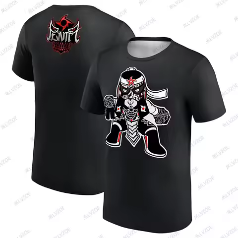 Summer 2025 New Collection: Black Penta Cartoon Men's and Women's T-shirts, WWE Children's/adult Wre