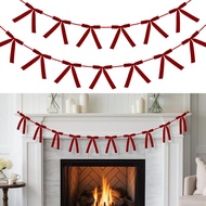 10ft Christmas Velvet Bow Garland Banner with 13 Pieces 5 x 7 Inches Craft Bows Vintage Ornaments fo