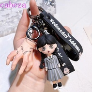 CABEZA Addams Family Keychain, Silicone Action Figure Wednesday Keyring,  Couple Thing Hand Cartoon 