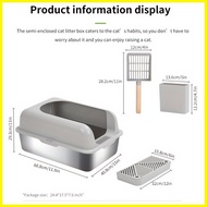 ✹ ◙ ❦ （Shipping from Manila）Cat litter box Stainless steel cat litter box 20L easy to clean