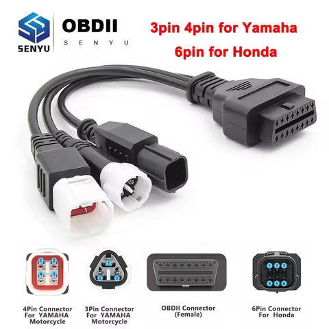 Male to Female 3pin 4pin for Yamaha 6pin for Honda to 16pin OBD 2 Extension Cable Motorcycle Diagnos
