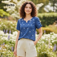 (trendy3)Lovito Casual Geometric Pattern Blouse for Women L132ED044