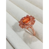 (R292) FIRE OPAL NATURAL GEMSTONE ADJUSTABLE ROSE GOLD RING 火欧泊天然宝石可调节玫瑰金戒指 CINCIN BATU PERMATA EMAS