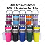 SRS_ 900ml 304 Stainless Steel Handheld Thermos Insulated Vacuum Tumbler Hot or Cold Mugater Bottle with Straw Handle