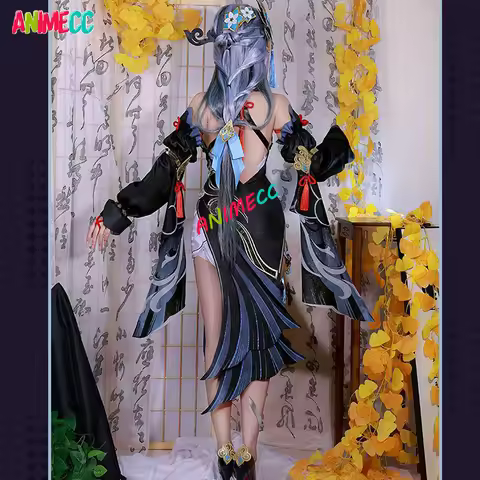 ANIMECC in Stock Shenhe Skin Cosplay Qipao Wig Genshin Impact Sea Lantern Festival Cosplay Costume H