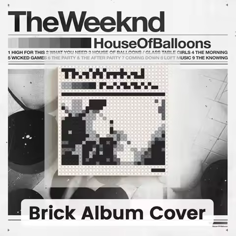 T-The Weeknd Album Cover Poster MOC Building Blocks Brick Pixel Mosaic Art Album Wall Decor