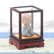 Mahogany Anti-dust Glass Cover Red Sandalwood Crafts Mini Treasure Cage Small Buddha Statue Walnut S