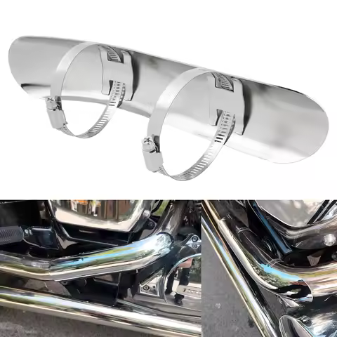 Chrome Curved Motorcycle Exhaust Pipe Heat Shield Cover for Kawasaki Vulcan 900 Classic 2006-2013 Vu