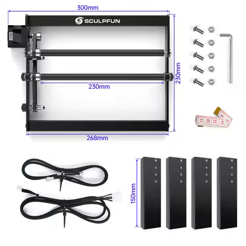 SCULPFUN Laser Rotary Roller Laser Engraver Y-axis Rotary Roller 360° Rotating for 6-150mm Different