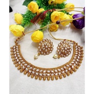 [Ready Stock] Necklace Set / Indian Necklace Set / Necklace With Jhumka / Artificial Gold Necklace S