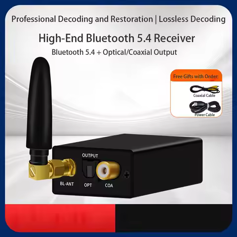 Lossless Audio Bluetooth 5.4 Receiver with QCC5181 & QCC3095 Chips Optical/Coaxial/USB DAC for Hom