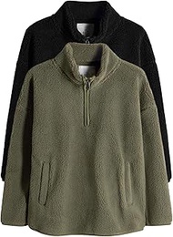 Fleece Quarter Zip Pullover 2 Pack Black/Green 4 Years