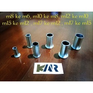 Boshing bosh as 8mm to 6mm ' 10mm to 8mm ' 12mm to 10mm ' 15mm to 12mm ' 17mm to 12mm ' 17mm to 15mm