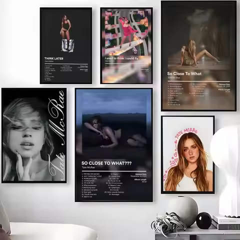 T-Tate M-McRae Poster Waterproof Self-Stick Wall Art Stickers, Removable Wall Decor for Living Room 