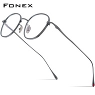 FONEX กรอบแว่นตาไทเทเนียมบริสุทธิ์ Anaglyph 2023ใหม่แว่นตาสี่เหลี่ยมย้อนยุคผู้หญิงแว่นสายตาสั้นแว่นตา