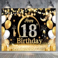 1pc 18th Birthday Black Gold Background Balloon Birthday Party Background Cloth 82.7 * 59.1/59.1 * 3