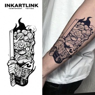 Inkartlink Hannya Evil Spirit Tattoo Stickers, Japanese Flame Demon Temporary Tattoo, Waterproof, La