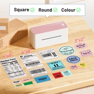 Thermal Label Sticker Square Round Thermal Sticker Shipping Label Work for Phomemo PM-241-BT D520BT