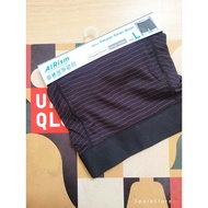 MERAH [NEW][NEW] Uniqlo Airism Regular Rise Navy Dark Red Striped Boxer Briefs