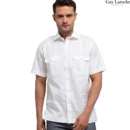 Kemeja Minimalis Pria Kemeja Putih Pangkat Guy Laroche Epaulette Royal Oxford White - S