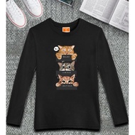 LONG SLEEVE T SHIRT CUTE CAT MEOW GRAPHIC PLUS SIZE 3XL 5XL WOMEN MEN UNISEX BAJU LENGAN PANJANG BES