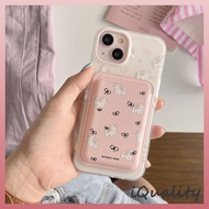 Pink Bow Dog Magnetic Card Holder Phone Case Suitable For iPhone 16 15 14 13 Pro Max i14 i15 i16