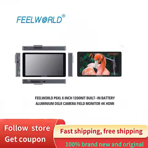 FEELWORLD P6XL 6 Inch 1200nit Built-in Battery Aluminium DSLR Camera Field Monitor 4K HDMI