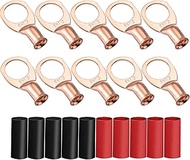 HerMia 10PCS 8 AWG - 1/2" Copper Wire Lugs, Heavy Duty Battery Cable Ends, UL Listed Battery Lugs, T