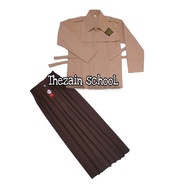 Seragam sekolah SMP Cewek super Lengkap baju putih rok biru panjang kelas 1-3