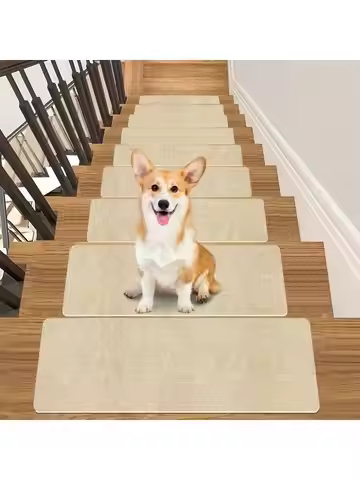 Non-Slip Carpet Stair Treads, 8PCS, 17.7x7.4 Inch, for Wooden Stairs, Pet Safe Indoor Staircase Safe