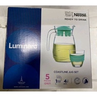 Limited Edition Nestle Ready To Drink Luminarc Coastline Jug Set 5 Pieces Q1611 1L Jug + Tumblers Se