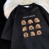 ( 24Hour shipping )Maise STUDIO CAPYBARA Nine Photos Print baju tshirt Woman and Men Baggy Round Top