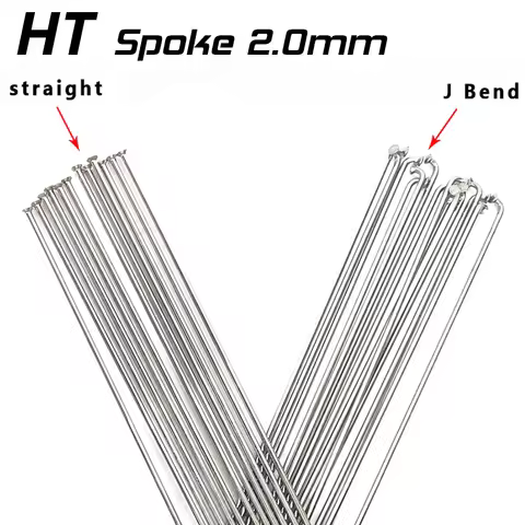 Bicycle Spokes HT 2.0 Round Spokes J-bend Straight Pull Head Bicycle Spokes Silvery Bicycle Spokes w