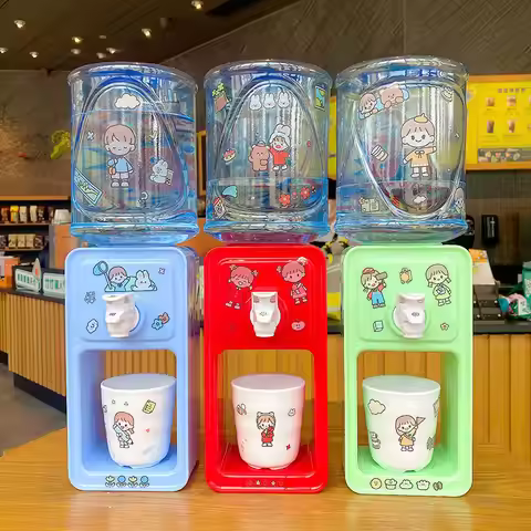 2L Cartoon Water Dispenser no heating Warm/Cold Mini PET material include Cup One set 41x12cm