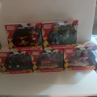 set of 5 complete Jollibee Popo Twirlie Hetty Yum Jolly Pinoy toys with box 5 " tall