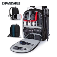 BAGSMART Expandable Camera Backpack for Photographers Waterproof Travel DSLR Camera Bag with 15.6" L