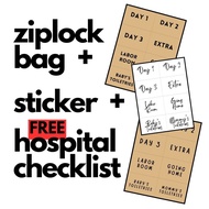 ZIPLOCK BAG HOSPITAL + Sticker Label Utk Barang Persiapan Mommy & Baby Di Hospital FREE Checklist Pa