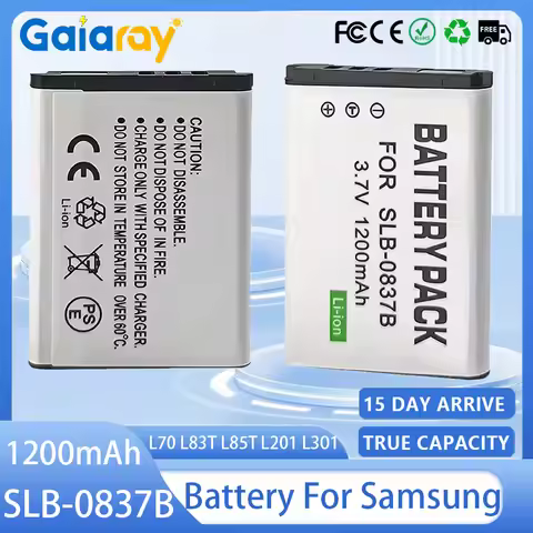 SLB-0837B Camera Battery 3.7v 1200mAh Rechargeable Battery for Samsung Digimax L70 L83T L85T L201 L3