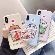 outlet New Cartoon Pearl Milk Tea We Bare Bears Phone Case For iPhone 7 8 6 6s Plus X XS Max Xr Fash