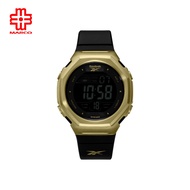 Reebok United RV-UNI-G9-S2PB-B2 Warrior Black Gold PU with SS Buckle Unisex Digital Watch | 44MM | 1
