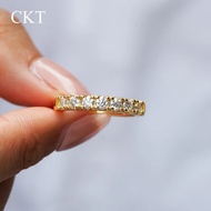 CKT 18k Gold Ring for Women Ins Niche Design Frigid Style Gold 0.7ct Diamond Moissanite Rings Weddin