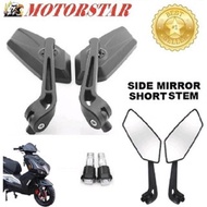 MOTORSTAR WELL 125 Clear Side Mirror Motorcycle Accessories 1 Pair Color Black Short stem Side Mirro