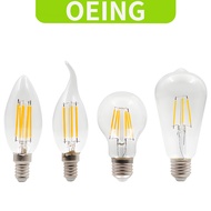 OEING LED Filament Bulb E14 E27 220V 4W 6W Candle Energy-saving Bulb C35 C35L A60 G45 S764 White Lig
